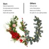 6 FT Pre-Lit Holiday Garland with 20 LED Lights for Front Door, Red & White Christmas Decoration with Bows, Berries, Ball Ornaments Xmas Flowers - 3 of 4