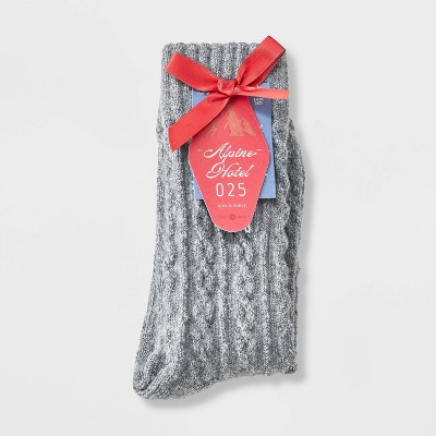 Women's Super Soft Embroidered 'Les Alpes' Cozy Crew Socks - Universal Thread Gray/Ivory 4-10 - image 2
