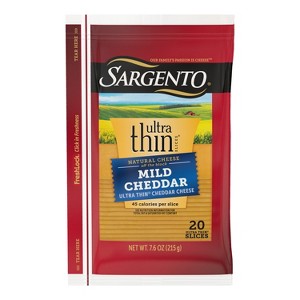 Sargento Ultra Thin Natural Cheddar Cheese Slices - 7.6oz/20 slices - 1 of 4