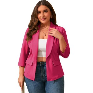 Coolmee Women Plus Size Blazers Business Casual Long Sleeve Open Front Work Office Suit Jackets Trendy Clothes with Pockets - 1 of 2