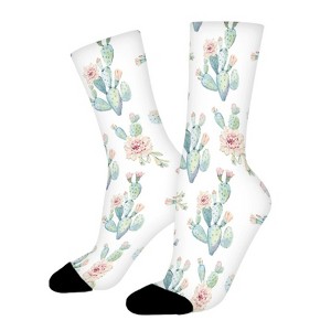 Vintage Cactus Women Printed Crew Socks Funny Funky Socks Soft Polyester Novelty Gifts for Artists Men - 1 of 1
