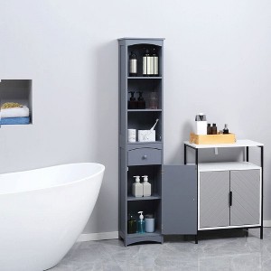 Resenkos Bathroom Cabinet, Narrow Storage Unit, Floor Cabinet for Bathroom, Living Room, Entryway, Kitchen, - 1 of 4