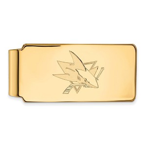 Black Bow Jewelry 14k Yellow Gold San Jose Sharks NHL Money Clip - 1 of 3