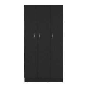 SEVOBAL Armoires Wardrobe with Three Doors Two Drawers Four Shelves and Hanging Rod for Bedroom Storage, Black, 35.4"*19.7"*71.1" - 1 of 4