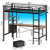 WOWLIVE Twin Size Loft Bed with Desk, Metal Frame Loft Bed with 2 Storage Drawers, LED Light and Charging Station - 2 of 4