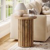 Round Wood End Table, Farmhouse Fluted Couch Side Table for Living Room, Small Bedside Table, Nightstand for Bedroom - 2 of 4