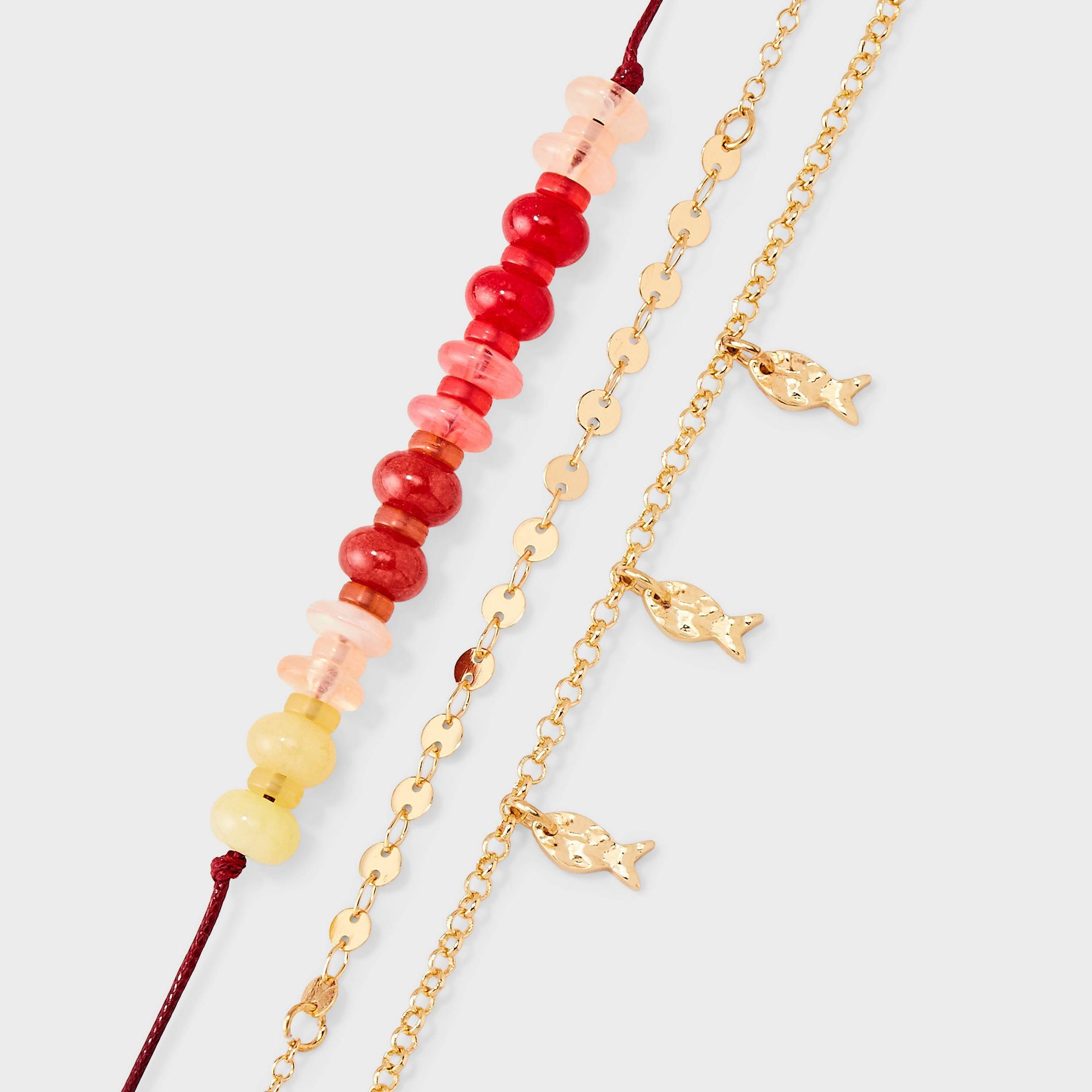 Mixed Quartz Beaded Anklet 3ct Set - Universal Thread™ Multicolor