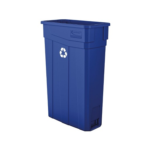 23 Gallon Heavy-Duty Plastic Slim Commercial Blue Rectangular Trash Can No  Lid