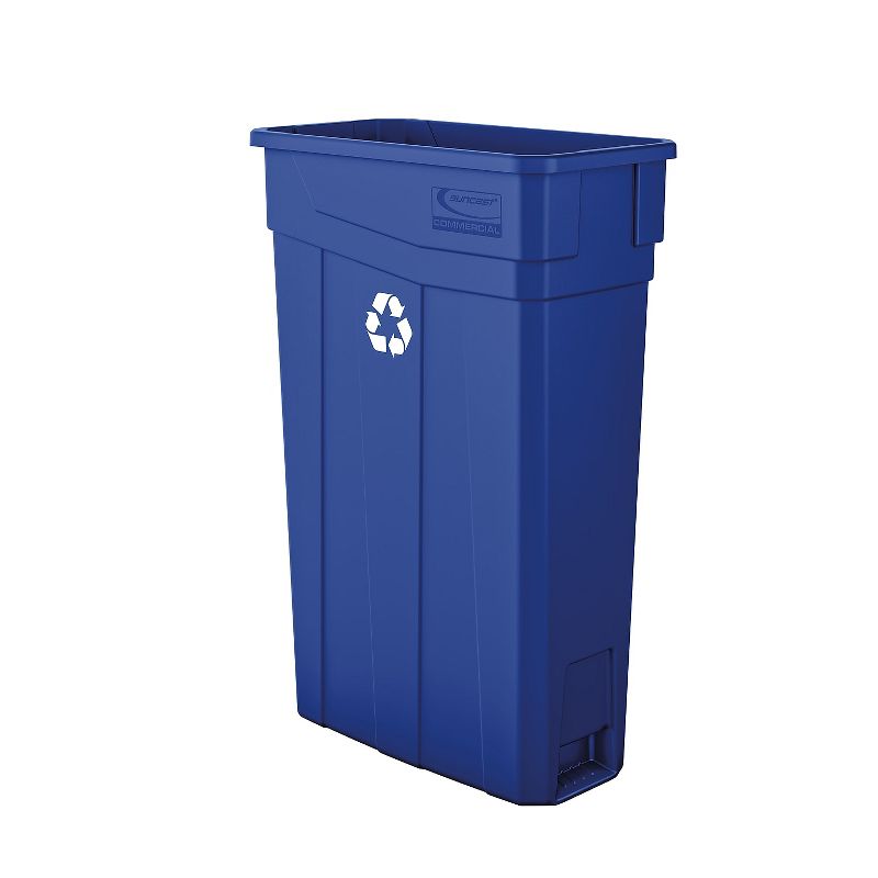 Suncast Resin Slim Trash Can Recycle Logo without Handles 26 Gallon Blue (TCN2030BLR), 1 of 2