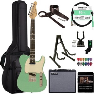 Sawtooth Surf Green ET Series Electric Guitar w/ Aged White Pickguard - Includes: Accessories, Amp & Gig Bag - 1 of 4