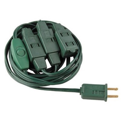 Northlight 12' Green Indoor Polarized Extension Power Cord with 9-Outlets