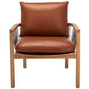 Caramel Midcentury Leather Chair - SFV4515A - Brown - Safavieh Couture - 1 of 4
