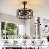 Kviflon 18 inch Industrial Black Caged Ceiling Fan with Light and Remote - 4 of 4