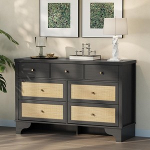 7 Drawer Dresser, 47.3'' Wide Wood Chest of Drawers with Wood Drawer Organizer with Sturdy Base - 1 of 4