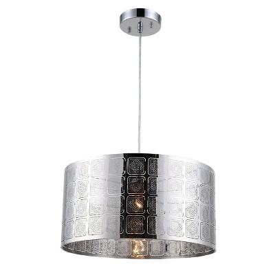 Chloe Lighting Sierra Farmhouse 1 Light Chrome Ceiling Pendant 15" Wide