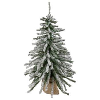 Northlight 2' Potted Flocked Downswept Mini Village Pine Medium Artificial Christmas Tree - Unlit