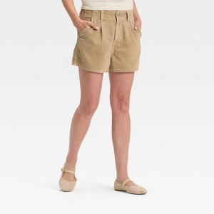 Women's High-Rise Pleated Jean Shorts - Universal Thread™ - 1 of 4
