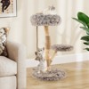 Tangkula Solid Wood Cat Tower Modern Cat Scratching Tree w/Luxurious Perch Teasing Rope - 2 of 4
