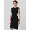 INSPIRE CHIC Women's Office Pleated Round Neck Work Sleeveless Sheath Pencil Dresses - 3 of 4
