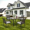 TiramisuBest All Weather 5-Piece Patio Dining Table Sets,Patio Conversation Set Acacia Wood Table Top with Umbrella Hole,Rattan Outdoor,Coffee Brown - 3 of 4