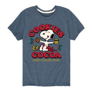 Boys' - Peanuts - Snoopy Christmas Cookies and Cocoa Short Sleeve Graphic T-Shirt - 1 of 4