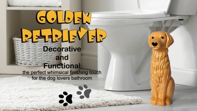Golden Retriever Ceramic Toilet Brush Holder with Plastic Brush