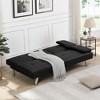 YONWAY Convertible Folding Futon Sofa Bed, with Stainless leg & 2 Cupholders, Wood Frame, for Small Spaces - 2 of 4