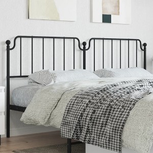 vidaXL Metal Headboard in Classic Black - Powder-Coated Steel - Designed for 76 Inch Bed Frames - Enhances Bedroom Decor, Provides Back Support - 1 of 4