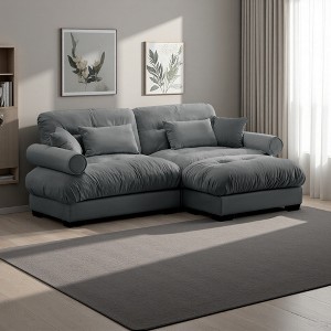 94" Velvet Modular L-Shaped Sectional Sofa with Ottoman - 1 of 4