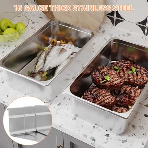 6 Pack Full Size Stainless Steel Hotel Pans, 2.5 Inch Deep Steam Table Food Storage Containers Tray Set 20.9"l x 12.8"w - 1 of 4