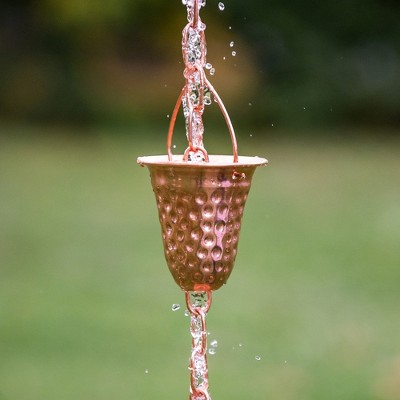 Marrgon Copper Hammered Bell Style Rain Chain, 3 Feet