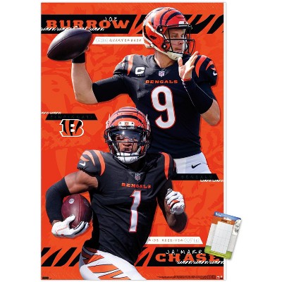 Trends International NFL Cincinnati Bengals - Joe Burrow Pose 20 Unframed  Wall Poster Print White Mounts Bundle 22.375 x 34