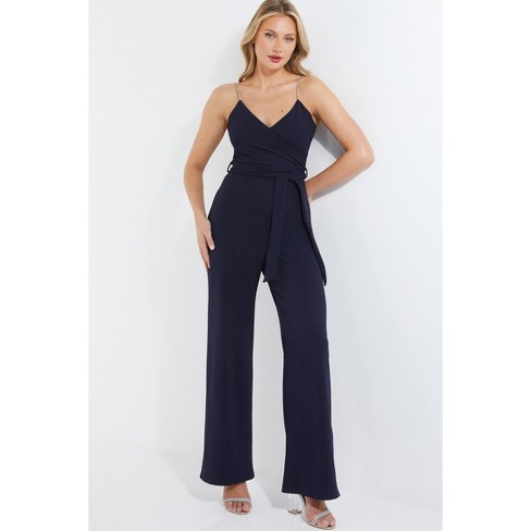 Quiz Womens Wrap Embellished Strap Palazzo Jumpsuit : Target
