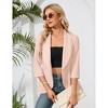 Women's 3/4 Sleeve Blazer Suit Open Front Ruffle Hem Jacket Casual Office Blazer - 3 of 4