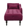 Beautyolove 60.6" Velvet Chaise Lounge Buttons Tufted Nailhead Trimmed Solid Wood Legs with 1 Pillow,Burgundy - 4 of 4