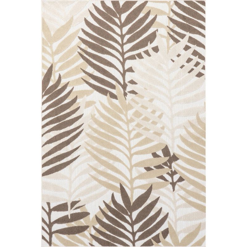 nuLOOM Molly Textured Tropical Leaves Indoor/Outdoor Area Rug Beige, 1 of 10