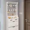 HDZNVF White Color Shoe Cabinet With 3 Doors 2 Drawers With Hanger, Large Space For Storage - 3 of 4