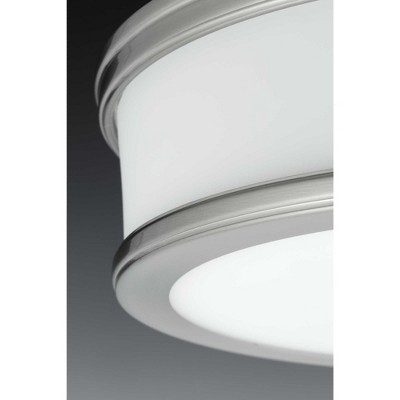 Brushed Nickel 13" LED Flush Mount with Etched White Glass