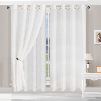 Lightweight Floral Embroidered Semi-sheer 2-piece Curtain Panel Set ...