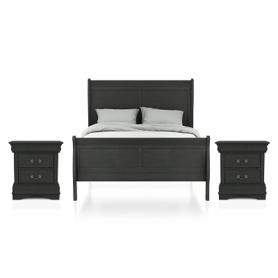 3pc Sliver Sleigh Bed with 2 Nightstands - HOMES: Inside + Out