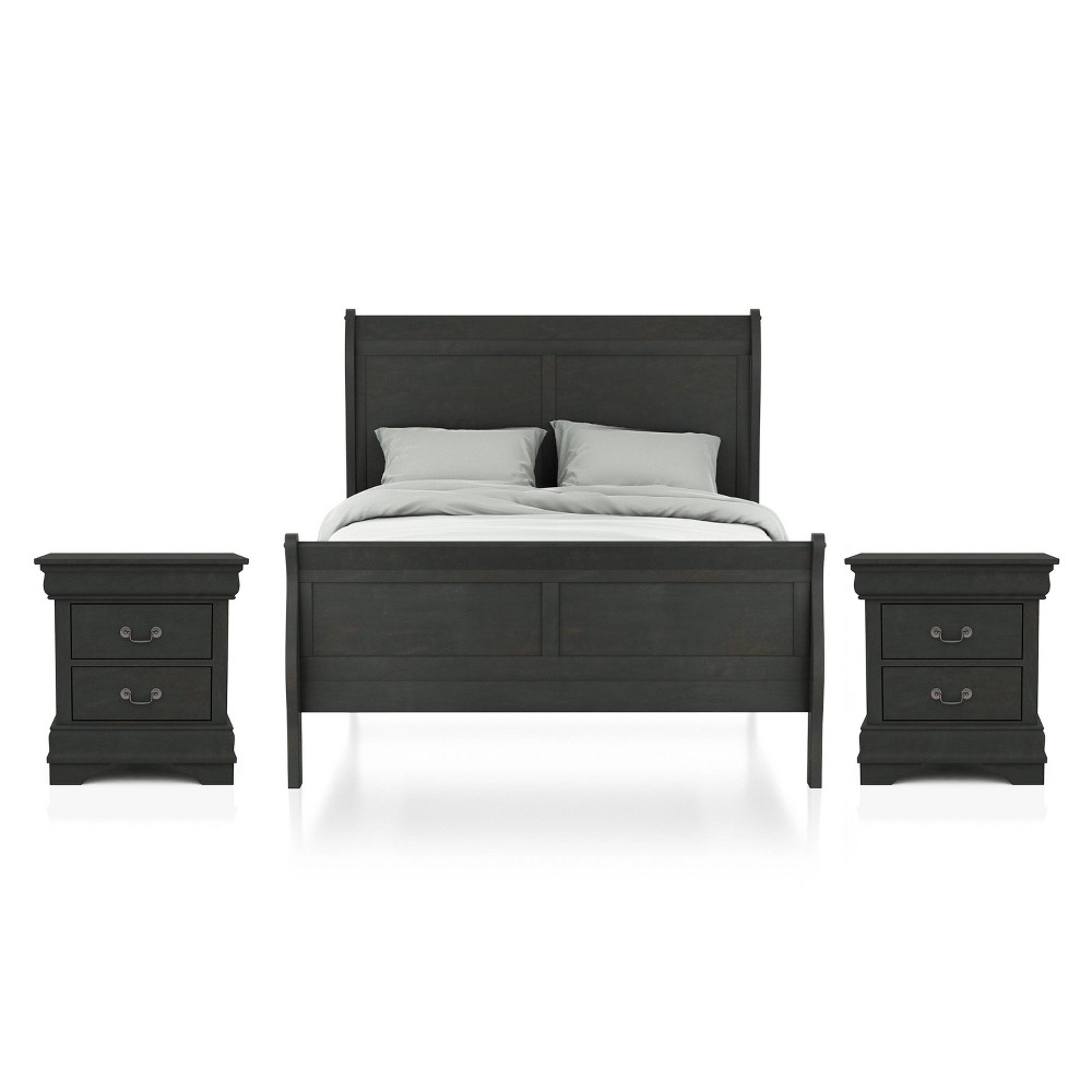 Photos - Bedroom Set 3pc California King Sliver Sleigh Bed with 2 Nightstands Gray - HOMES: Ins