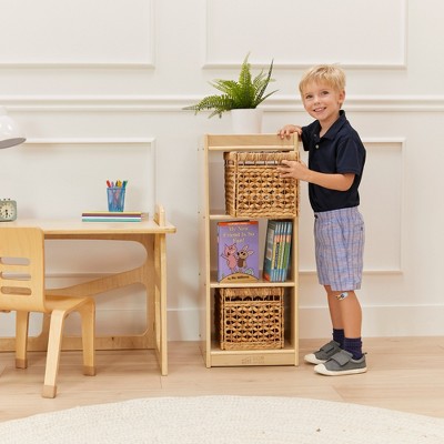 Natural Birch 3-Cube Vertical Storage Cabinet for Kids