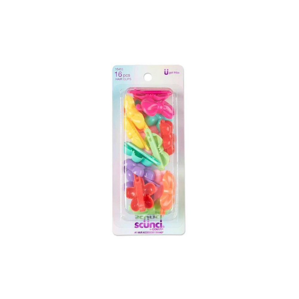 Photos - Hair Pin / Headband / Elastic Hair Tie scünci Kids Flowers and Bows Plastic Hair Clips - Brights - 16pcs
