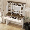 43" White Makeup Vanity Desk With Mirror And Lights, Dimmable 3 Color Modes, Bedroom Dressing Table With Hair Dryer Shelf, Drawers And Storage Space - 2 of 4