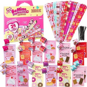 Kids Slap Bracelet Valentine's Day Cards - Sweet Pals (24ct)- Includes Card & Matching Unisex Slap Toy- Make School Fun for Boys & Girls - 1 of 4
