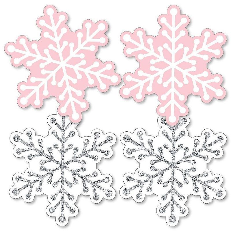 Big Dot of Happiness Pink Winter Wonderland - Snowflake Decorations DIY Holiday Snowflake Birthday Party or Baby Shower Essentials - Set of 20, 2 of 6