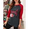 Clearlove Merry Christmas Sweatshirts For Women Gnomes Christmas Sweatshirt Cute Long Sleeve Raglan Baseball Pullover Top - 4 of 4