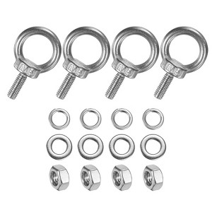 Unique Bargains Stainless Steel Durable Rust-Resistant Eyebolts with Nuts Washers Male Screw for Fastening 10 Pcs - 1 of 4