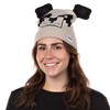 Minecraft Panda Beanie Embroidered Face Design 3D Ears Adult Cuffed Knit Hat OSFM Beige - 3 of 4