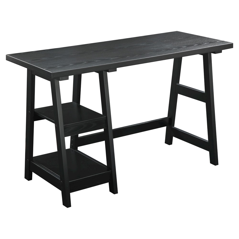 Breighton Home Designs2Go Trestle Desk with Shelves in Black